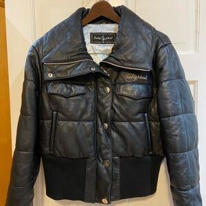 Baby Phat Cropped Black Leather Jacket